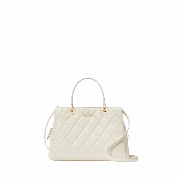 Kate Spade Carey Small Quilted Sullivan Satchel Meringue Off White NWT - Picture 12 of 16